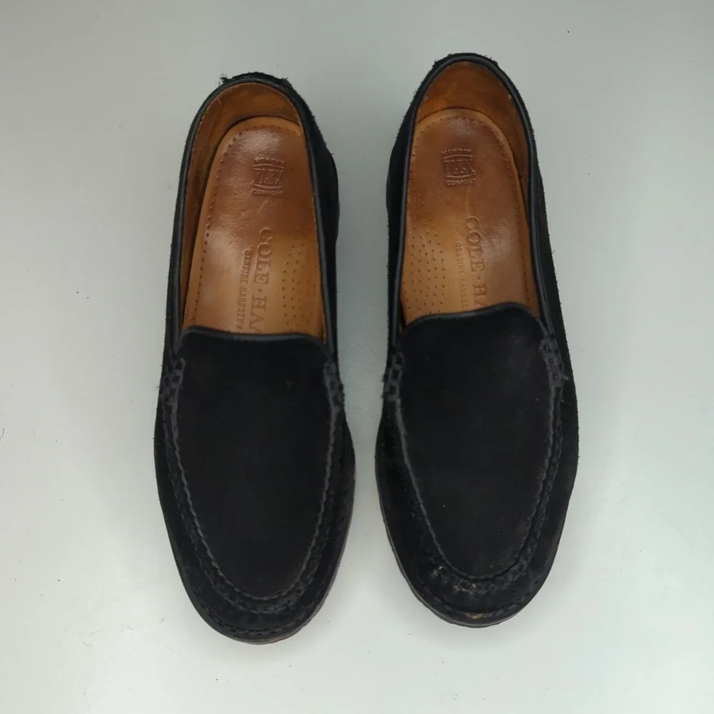 Cole Haan Kids Black Suede‎ Leather Slip On Loafers Comfort Shoes Women's 5